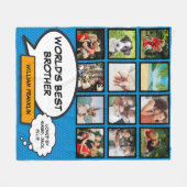 Broer Foto Collage Modern Cool Fun Comic Blauw Fleece Deken (Voorkant (Horizontaal))