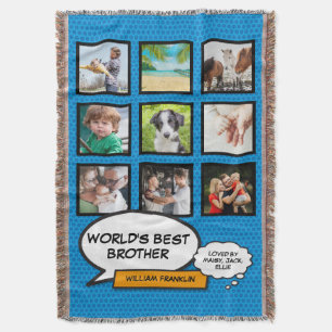 Broer Foto Collage Stripboek Pret Cool Blauw Deken