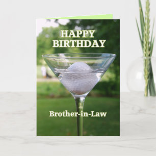 Broer-in-Law Martini Golf Ball Birthday Kaart