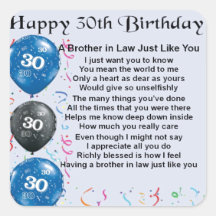Broer in Law Poem 30th Birthday
