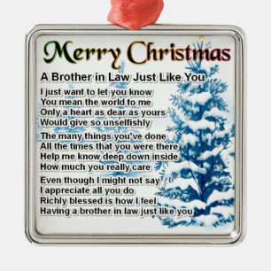 Broer in rechtengedicht - kerstontwerp metalen ornament