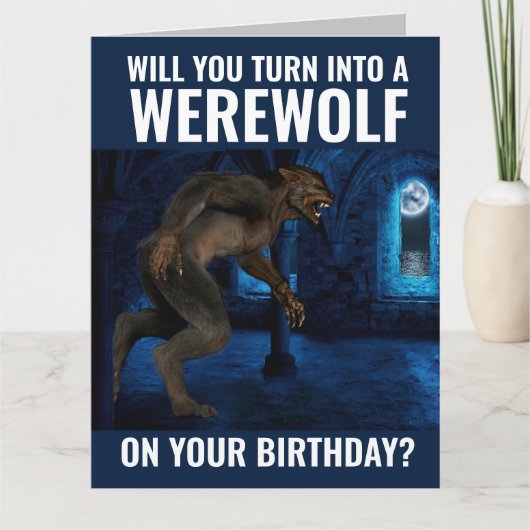 BROER OF GUY FRIEND FUNNY WEREWOLF BIRTHDAY KAART (Voorkant)