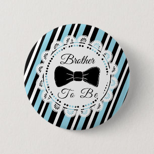 Broer om blauwe Button van Bowtie-Baby shower te z