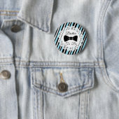 Broer om blauwe Button van Bowtie-Baby shower te z (In situ)