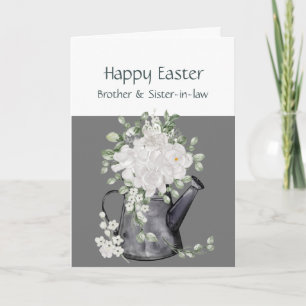 Broer & schoonzus Pasen Witte Bloemen Feestdagen Kaart