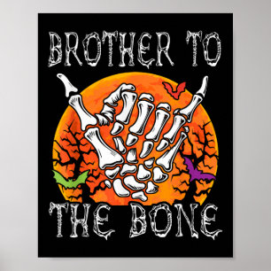 Broer tot Bone Halloween Moon Kostuum Skeleton Ha Poster