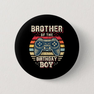Broer van de Birthday Boy Matching Video Game Bi Ronde Button 5,7 Cm