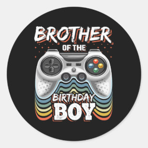 Broer van de Birthday Boy Matching Video Game Bi Ronde Sticker