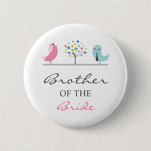 Broer van de Bride Birds Wedding Button (Voorkant)