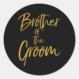 Broer van de bruidegom Shirt Schattige Gold Matchi Ronde Sticker