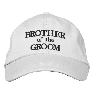 Broer van de bruidegom zwart wit elegante trouw geborduurde pet