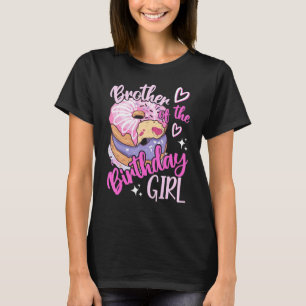 Broer van de geboorte meisjes Donut Birthday party T-shirt