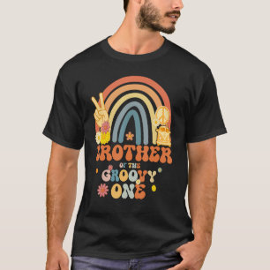 Broer van de Groovy 1 regenboogboho Birthday Pa T-shirt
