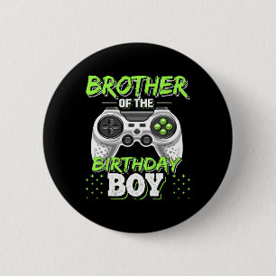 Broer van de jarige jongen bijpassende videogame b ronde button 5,7 cm