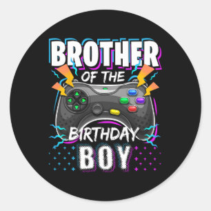 Broer van de jarige jongen Matching videospel Bi Ronde Sticker