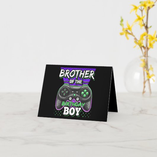 Broer van de jarige jongen Matching videospel Kaart (Gele Bloem)