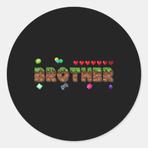 Broer van de jarige pixel-game matching Fa Ronde Sticker