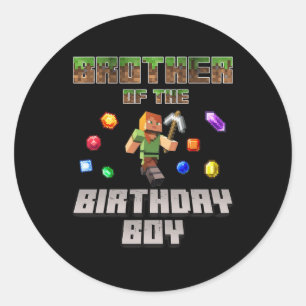 Broer van de jarige Video-gamer Pixel verdoofd Ronde Sticker
