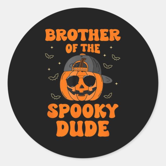 Broer van de Spooky Dude Halloween pompoen geboort Ronde Sticker (Voorkant)