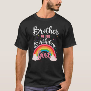 Broer van de verjaardag meisje regenboog thema fam t-shirt