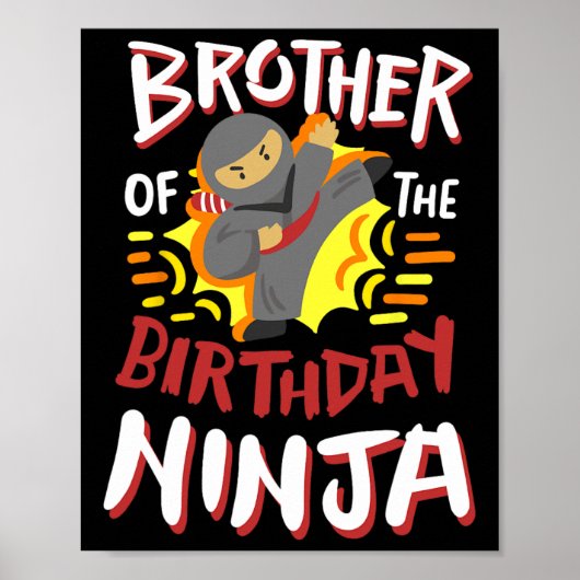 Broer van de verjaardag Ninja Karate Kinder Bday P Poster (Voorkant)