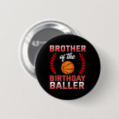 Broer van de verjaardagsjongen Bysketbyll Bday Cel Ronde Button 5,7 Cm (Voorkant /achterkant)