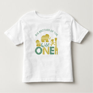 Broer van de Wild One Safari 1e verjaardag goud Kinder Shirts