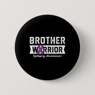Broer van een krijger epilepsie broertje Paarse Ri Ronde Button 5,7 Cm