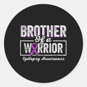 Broer van een krijger epilepsie broertje Paarse Ri Ronde Sticker