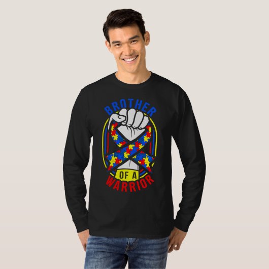 Broer van een Warrior Autism Awareness Matching T-shirt (Voorkant volledig)