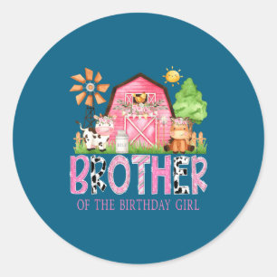 Broer van het jarige meisje 1e verjaardag Nk koe F Ronde Sticker