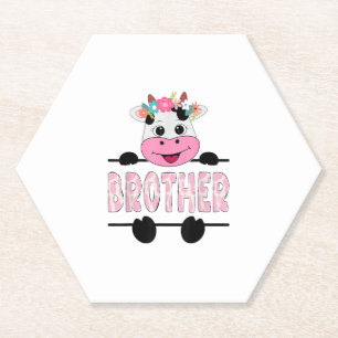 Broer van het verjaardagsmeisje Koe familiefeest _ Kartonnen Onderzetters