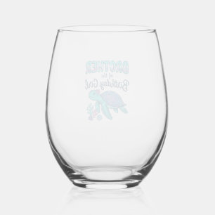 Broer van het Verjaardagsmeisje Zeeschildpad Shirt Wijnglas Zonder Voet