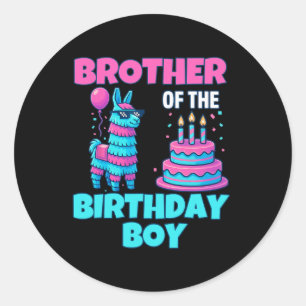 Broer Verjaardag Jongen Lama Piñata Feest Familie Ronde Sticker