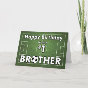 Broer Voetbal Birthday met grasveld en bal Kaart