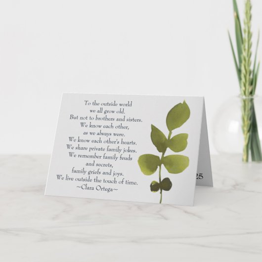 Broer zister Sentimental Poem Sibling Birthday Kaart (Voorkant)