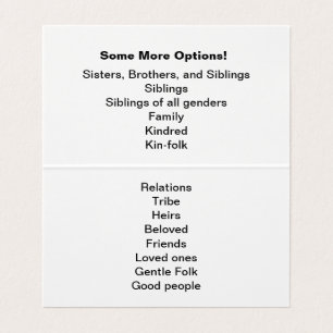 "Broers en zussen" Interventie met suggesties Visitekaartjes