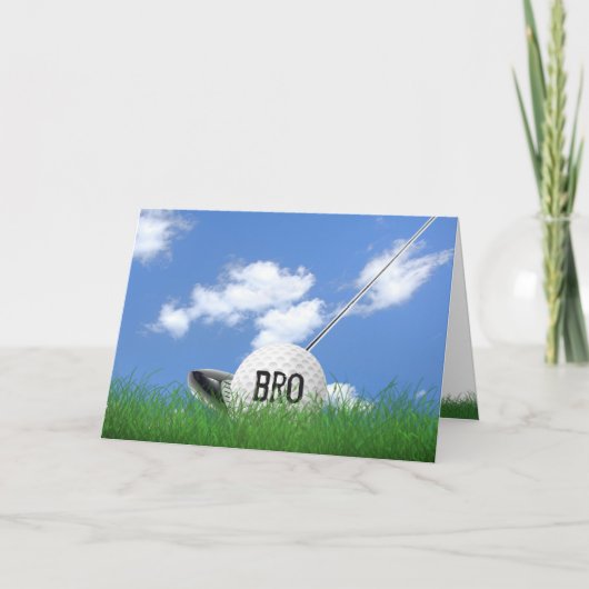 Broers verjaardagsgolfbal in gras kaart (Voorkant)