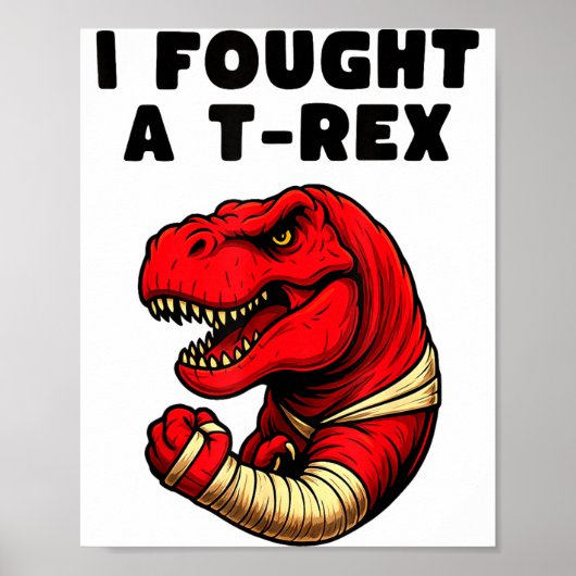 Broken Arm Recovery T-rex Kids Boys Dinosaur Poster (Voorkant)