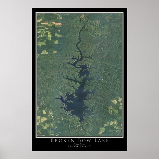 Broken Bow Lake Oklahoma Satellite Poster Map (Voorkant)