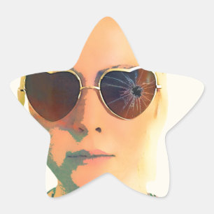 Broken bril afdrukken ster sticker
