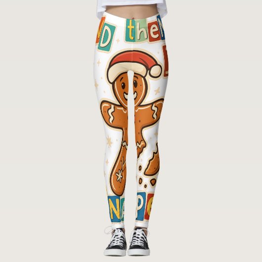 Broken Gingerbread Cookie – Funny Holiday Meltdown Leggings (Voorkant)
