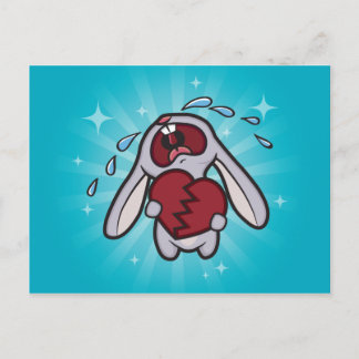 Broken Heart Bunny (Bleu) carte postale Art