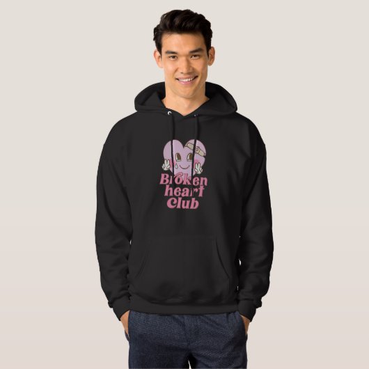 Broken Heart Club Valentine Day Retro Groovy Men W Hoodie (Voorkant volledig)