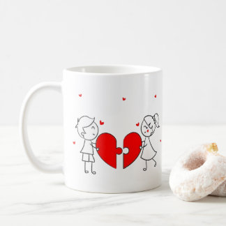 Broken Heart Couple Sad Love Cartoon Valentine Koffiemok