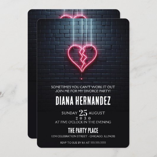 Broken Heart echtscheiding partij Kaart (Voorkant / Achterkant)