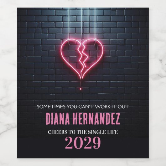 Broken Heart echtscheiding partij Wijn Etiket (Enkel label)