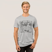 "Broken-hearted Robot" Grijs Humorous Art Design Tri-Blend Shirt (Voorkant volledig)