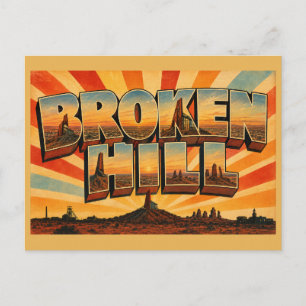 Broken Hill NSW Outback Mijnstad Vintage Kunst Briefkaart
