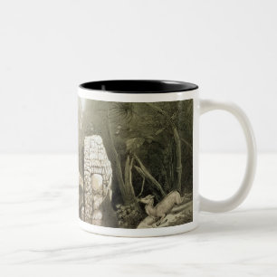 Broken Mayan idol op Copan, Guatemala Tweekleurige Koffiemok